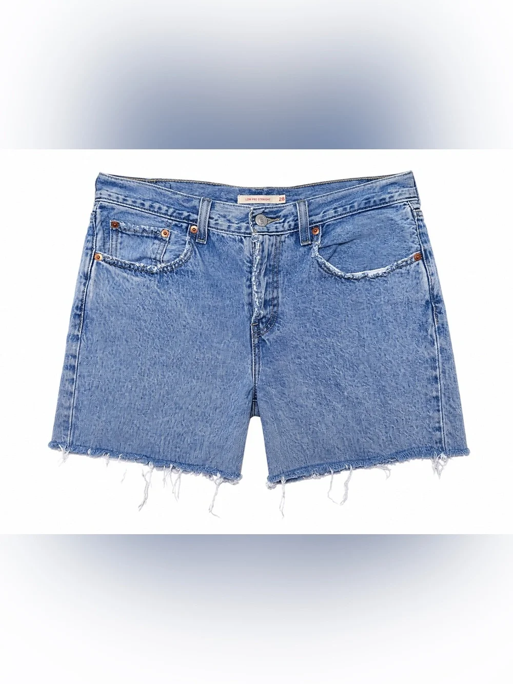 Levi’s Low Pro Straight 28 Cutoff Denim Jorts Raw Hem 90s Dad Shorts Grunge